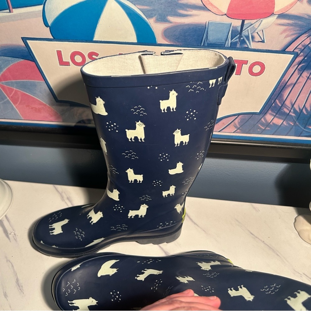 Western Chief No Probllama Blue Lama Mid-Calf Rain Boots - Picture 11 of 14